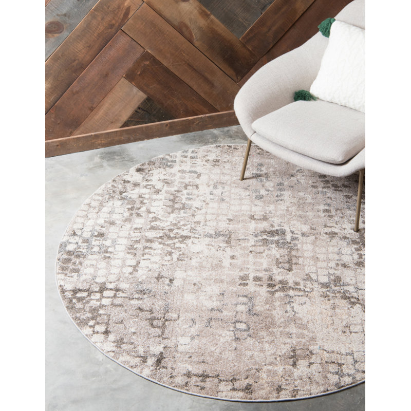 Hashimoto Washable Abstract Indoor Rug, Round 8'