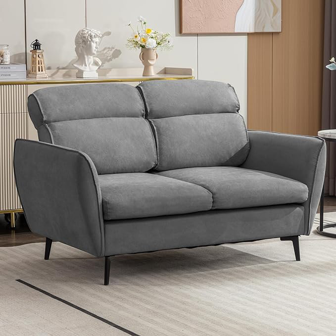 Naji Upholstered 56'' Reception Loveseat, Dark Grey