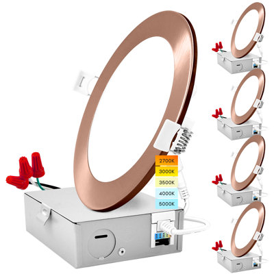 6'' Selectable Color Temperature Dimmable Air-Tight IC Rated LED Canless Recessed Lighting Kit