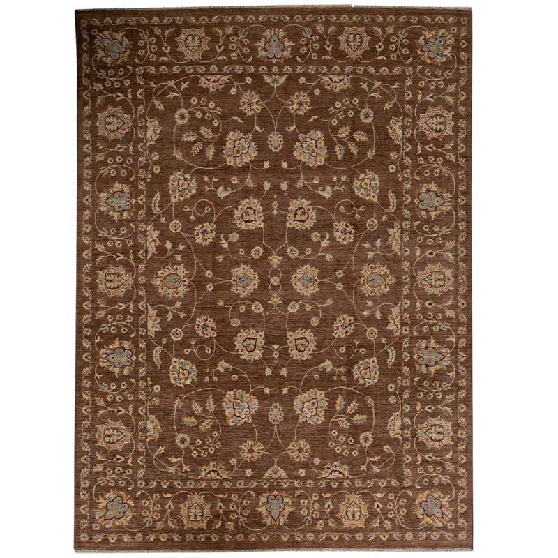 Tapis brun noué à la main de haute qualité