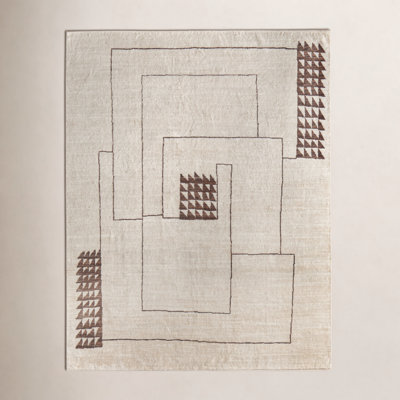 Monaco Ivory Hand-Knotted Abstract Rug