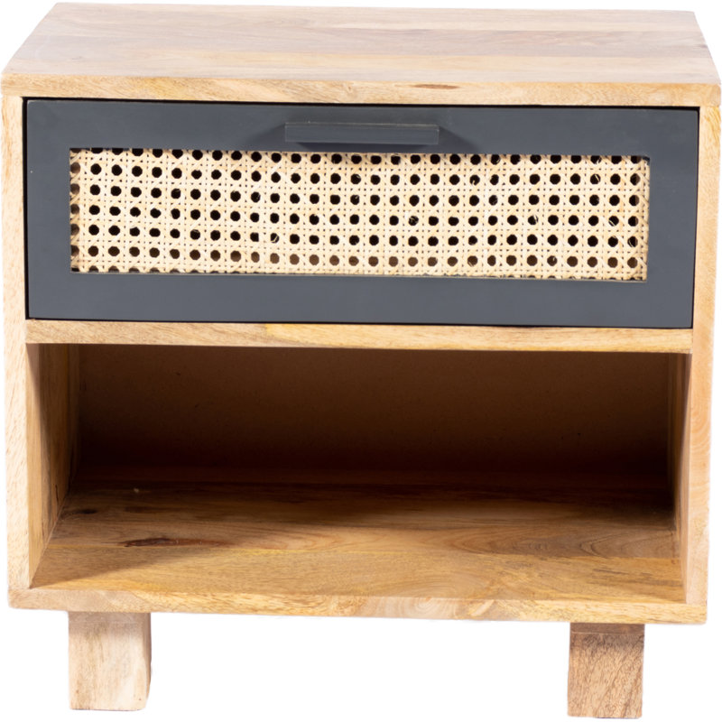 Ashton 1 - Drawer Solid Wood Nightstand, Natural/Matt Lacquer