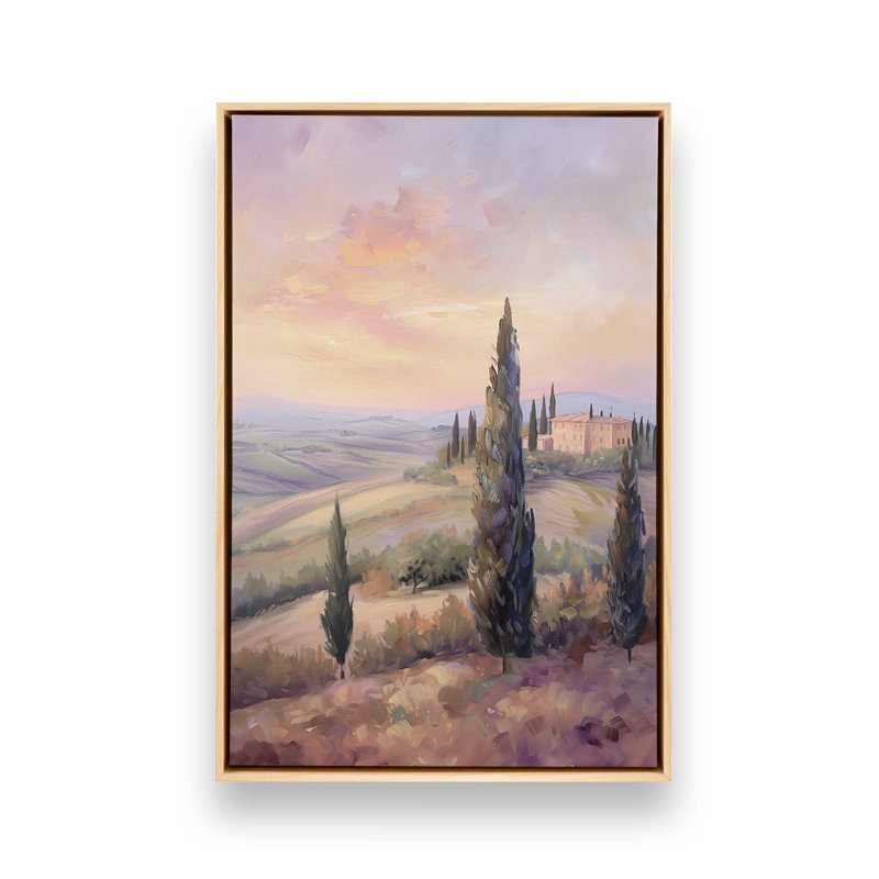 «Tuscan Sunrise Splendor V3» sur toile par Golden Glow Interiors, Cadre américain en érable flottant