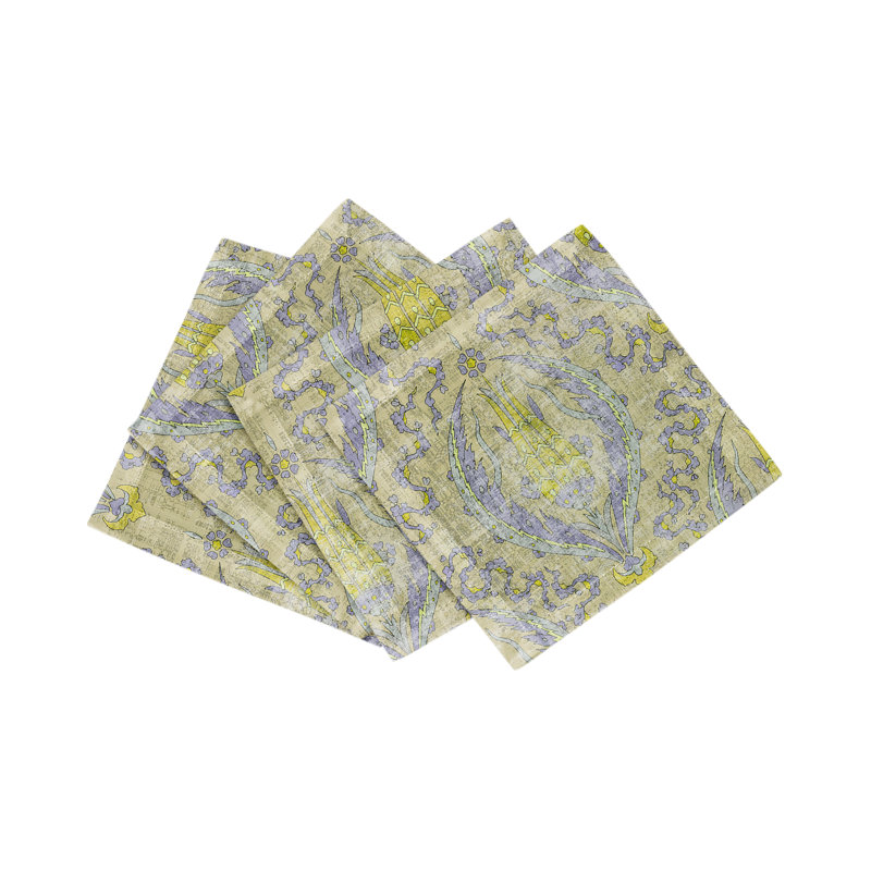 Byzantine Jewel Cotton Sateen Cocktail Napkins, Gold