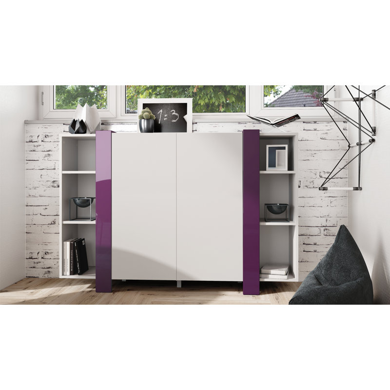 Lucea 149cm Sideboard, White Matt/Blackberry High Gloss