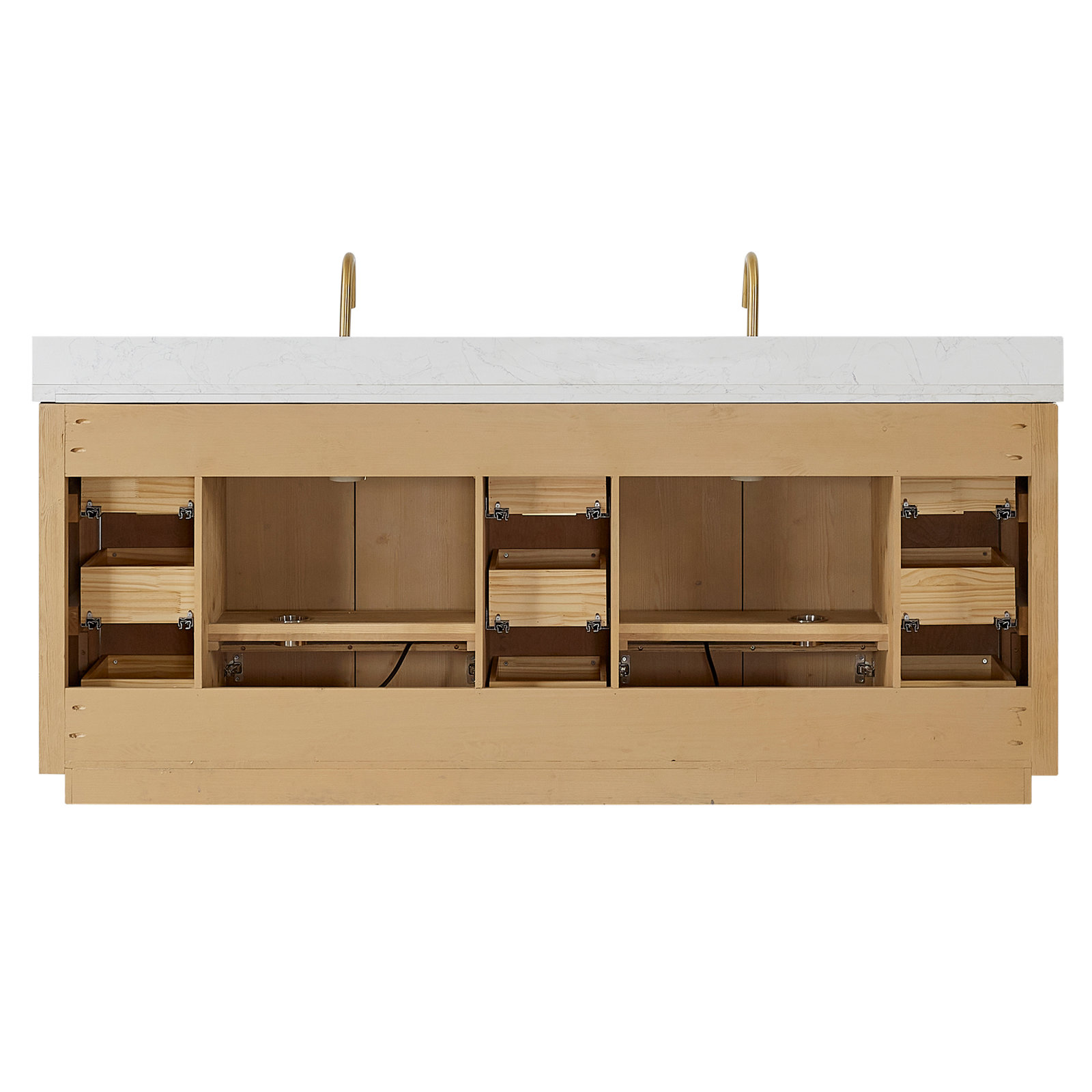 Adela 84'' Double Bathroom Vanity, White, Gold, Brown