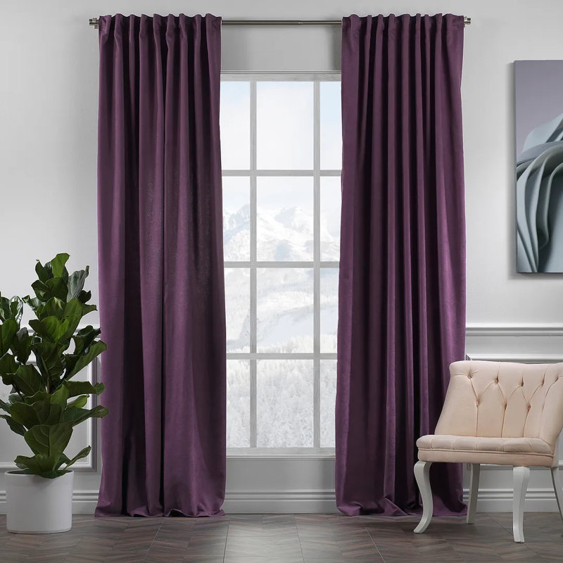 Solid Room Room Darkening Tab top Curtain Panels, 52" W x 108" L, Purple