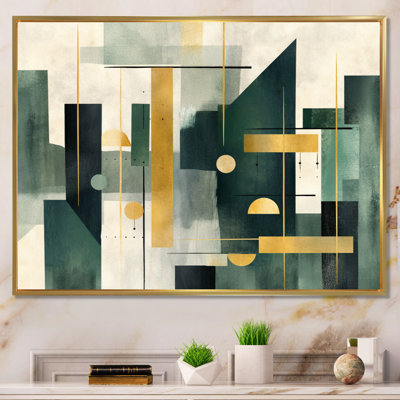 Gold Green Parallel Universes - Abstract Shapes Wall Art