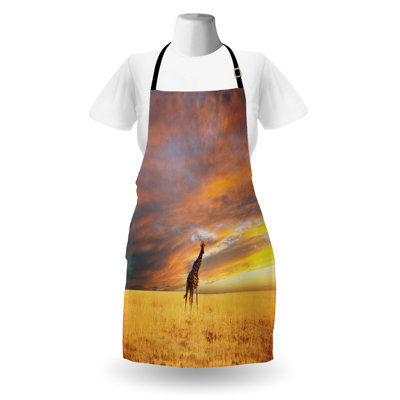 Bungalow Rose Giraffe Apron Unisex Wildlife Adult Size Yellow and Peach
