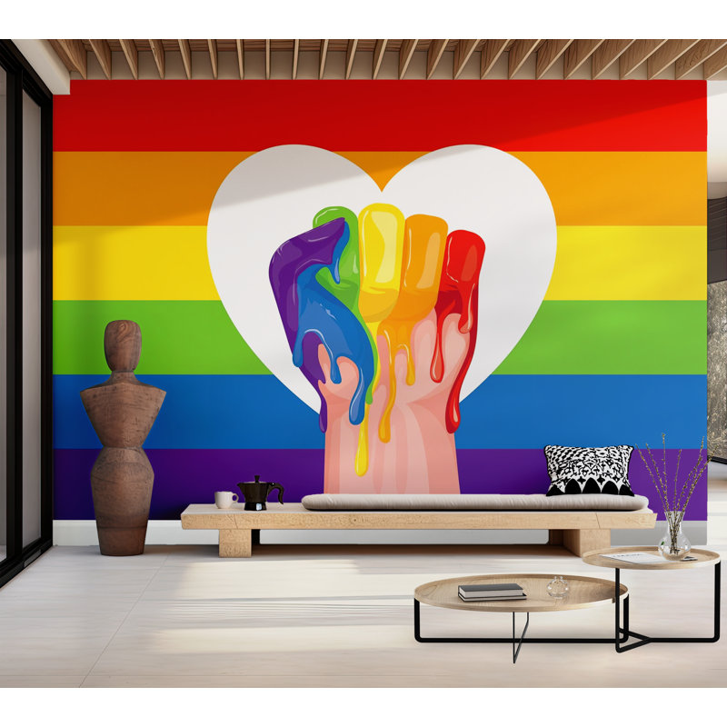 Murale pelez et collez de qualité supérieure - Pride Heart, L 180 po x L 120 po