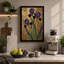 Irises Against Damask Botanical - Wrapped Canvas-1396119208-1396119211