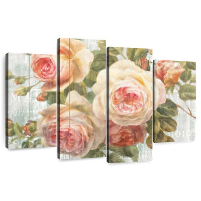 Roses Harnek rétro sur bois flottant