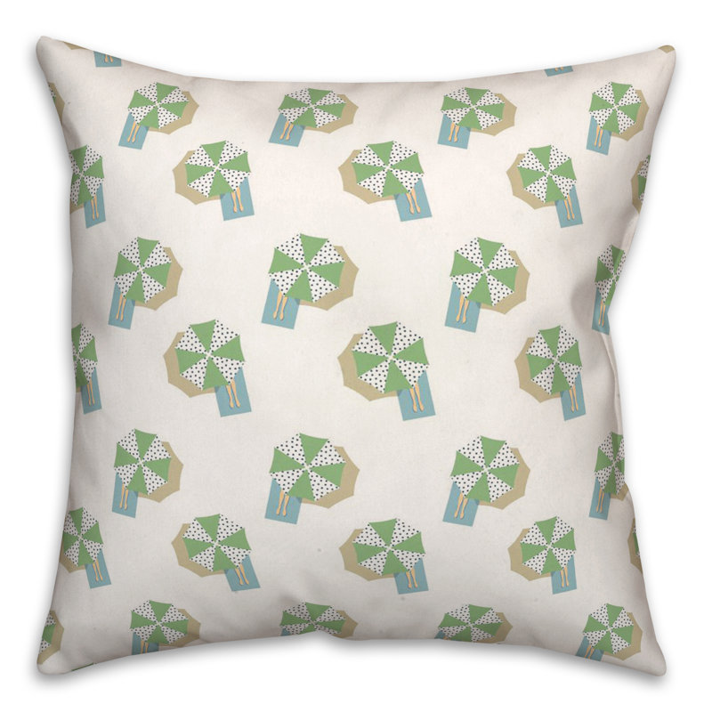 Toile Reversible Throw Pillow, White/Green