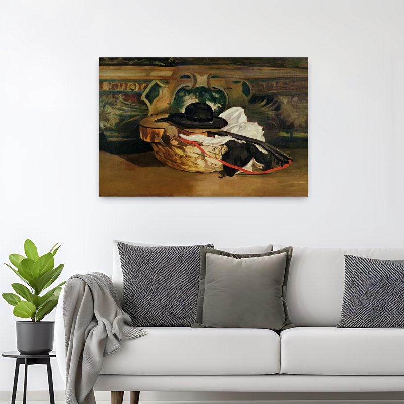 " Still Life: Guitar And Sombrero, 1862 Abstract Contemporary Wall Art Print " by Edouard Manet, H 32 po x l 48 po