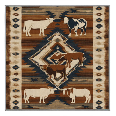 Washable Ranch Animal Southwestern Area Rug