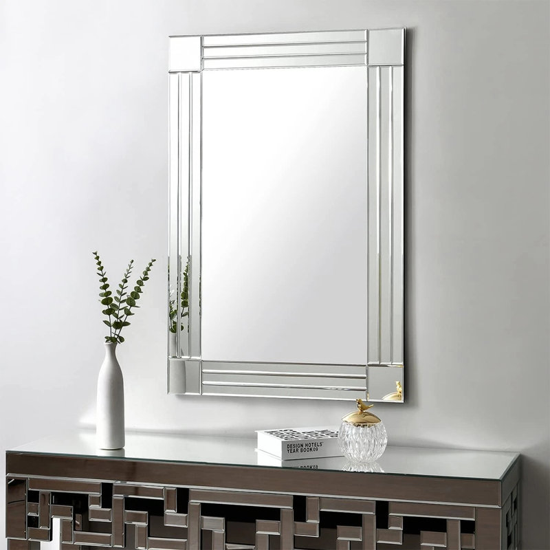 Miroir argenté 38 po x 27 po convenant au miroir décoratif de salle de bain