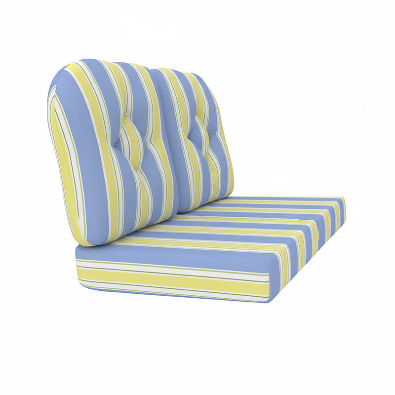 Coussin de remplacement pour causeuse d'extérieur Sunbrella, Huntington méditerranéen rayé