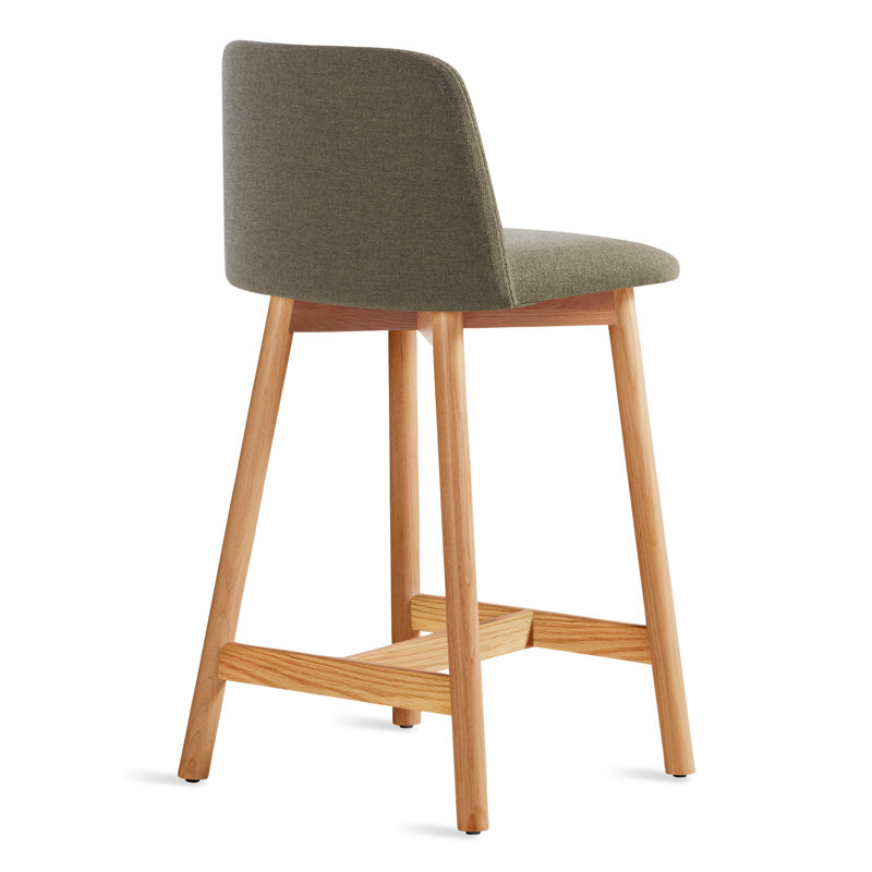 Chip Stool, White Oak, Bar Stool (31" Seat Height), Toohey Olive Plainweave