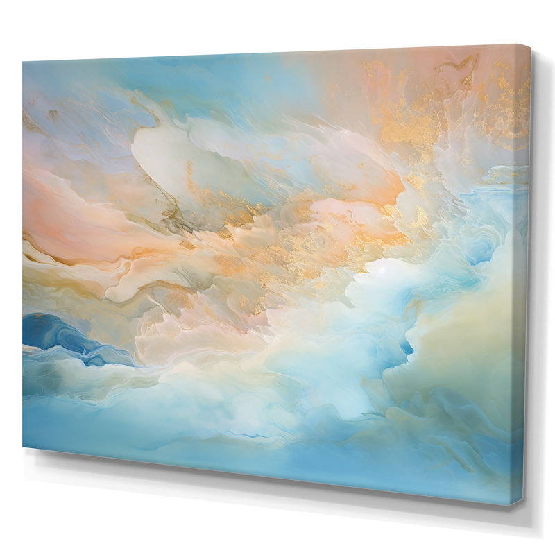 Nuage charme liquide Art IV - nuages mur art salon, H 30 po x l 40 po, Toile tendue
