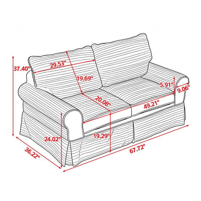 Boneless Slipcover Loveseat with Soft Rounded Arms, Green