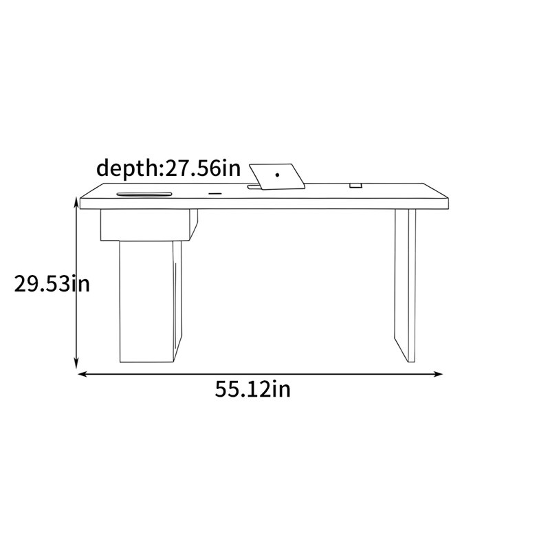 Writing Desk, 29.53" H x 55.12" W x 27.56" D