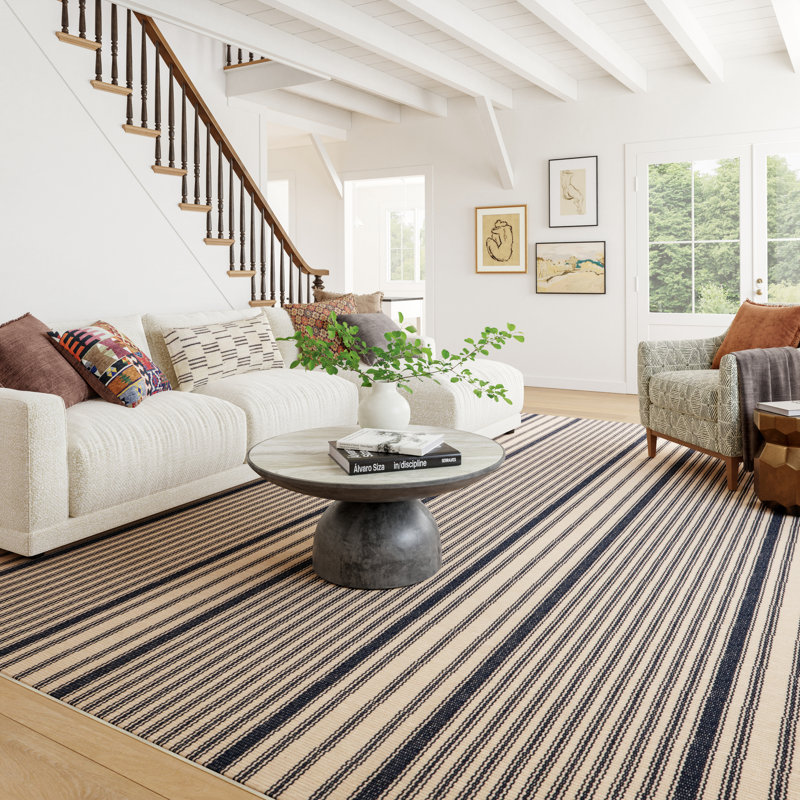 Axiom Coastal Striped Machine Printed Washable Rug, Rectangle 7'6" x 9'6"
