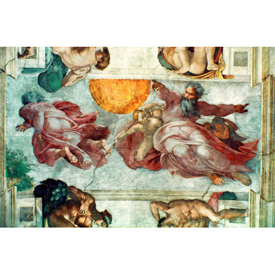 Décalcomanie murale Michelangelo, création du soleil et de la lune (16ème)