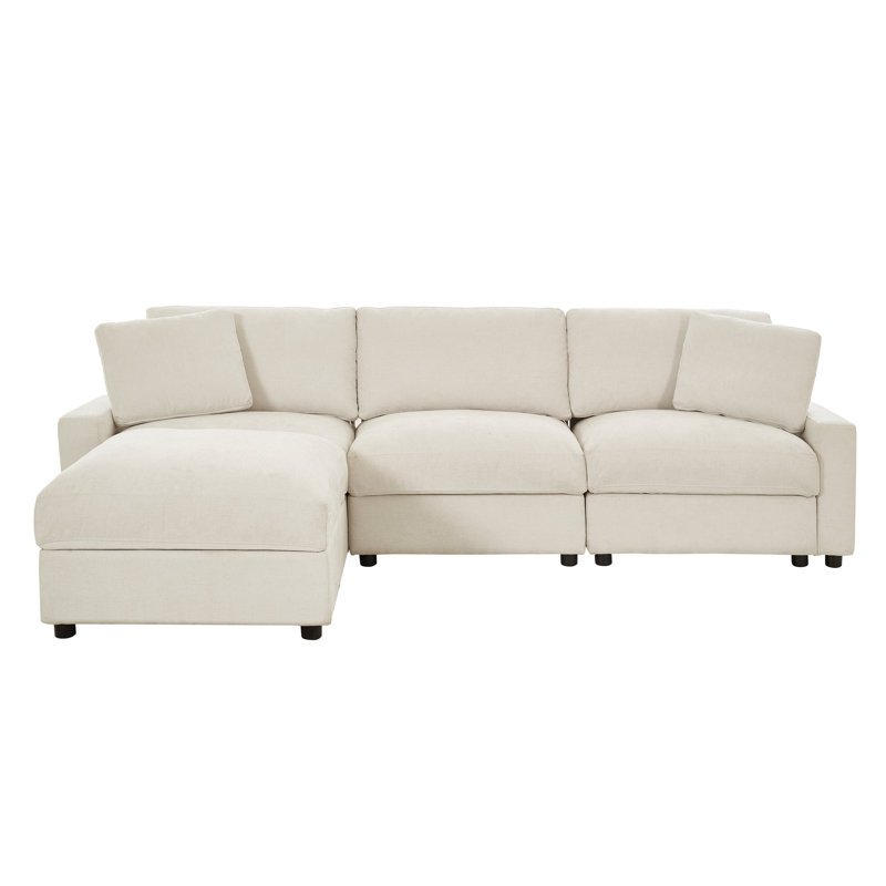 Space-saving Sectionals With Storage, Durable Polyester L-shaped Sofa For Home