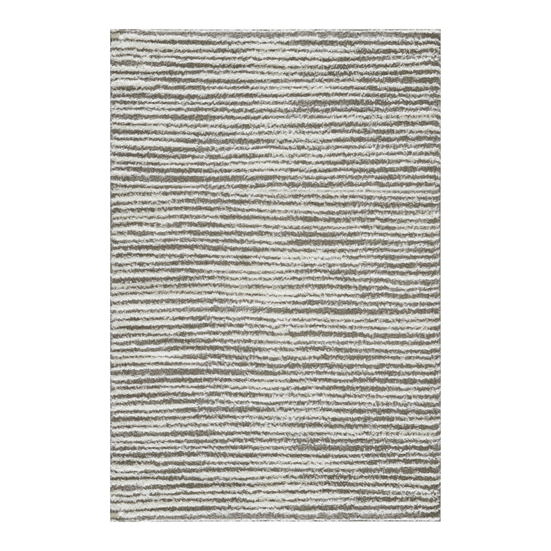 Tapis d'intérieur gris en polyester tissé à la machine Eliot, Rectangle 4 pi x 6 pi