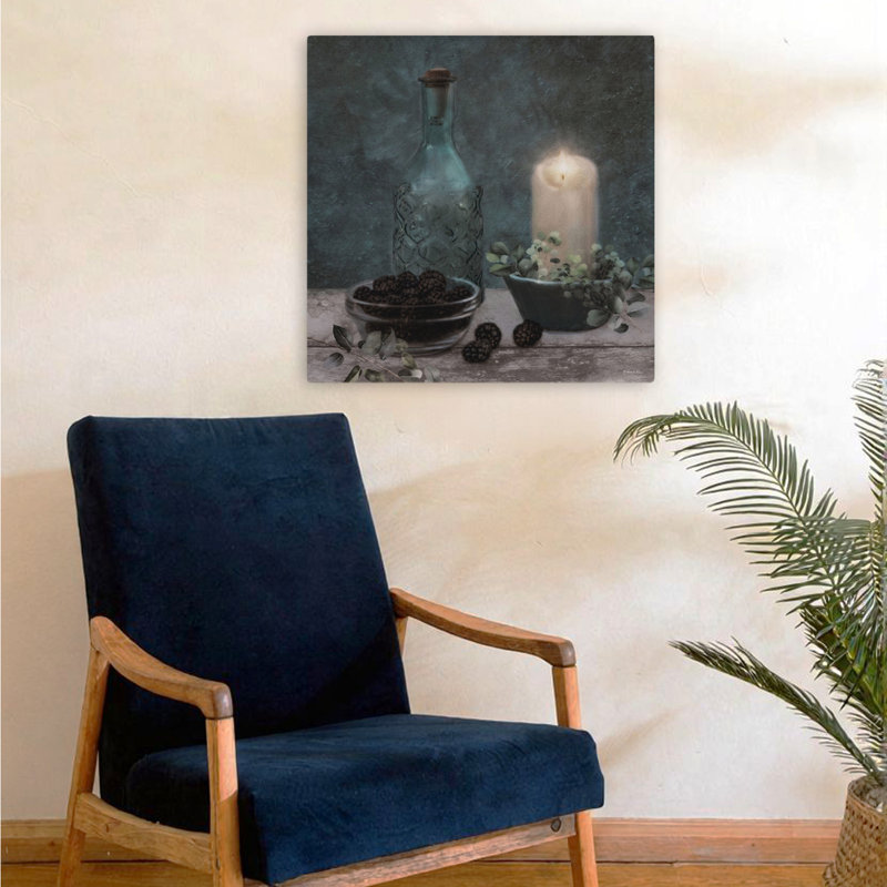 Art rétro de chandelles et de mûres, H 24 po x l 24 po