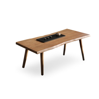 Table de salle à manger rectangulaire en bois massif brun