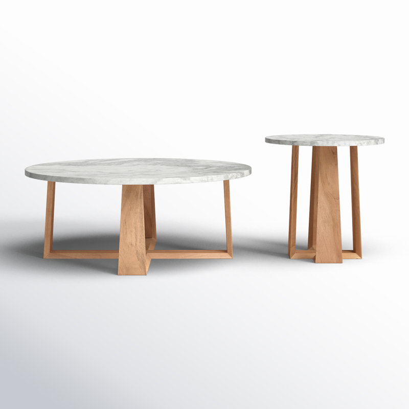 Baudelaire 2 - Piece Marble Top Living Room Table Set