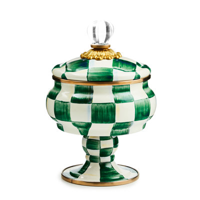 Emerald Check Glass/Stainless Steel/Brass/Steel Jar