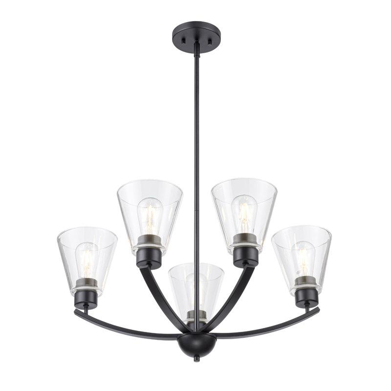 Fairendale 5-Light Chandelier Matte Black with Clear Glass