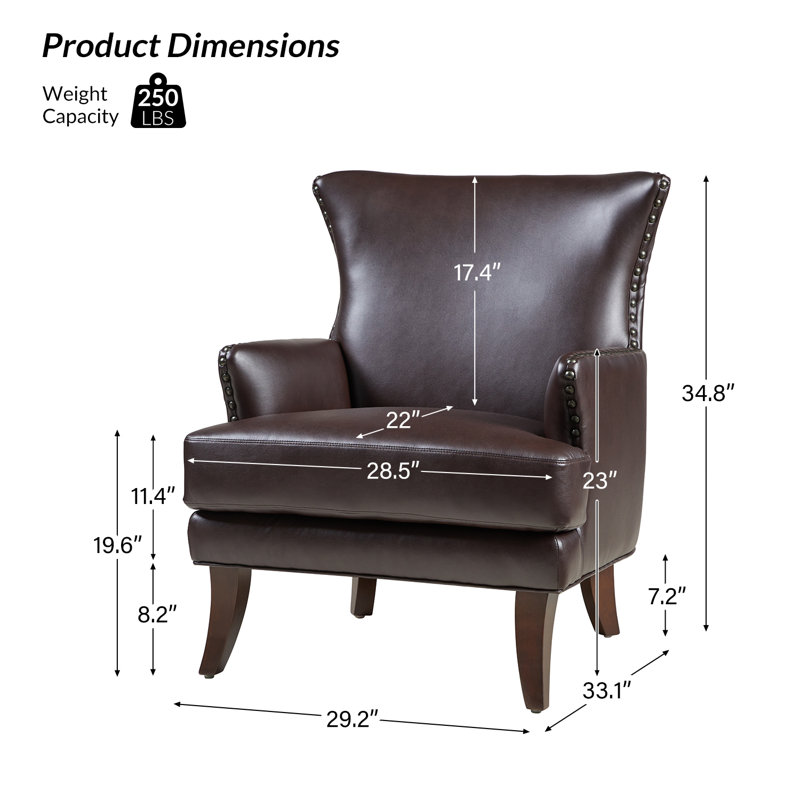 Fauteuil à oreilles Awad, Similicuir brun
