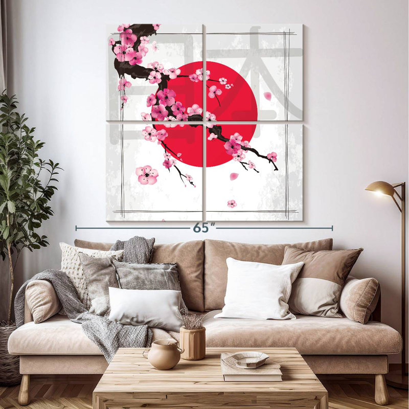 Harnek Japanese Sakura Illustration, 50" H x 50" W