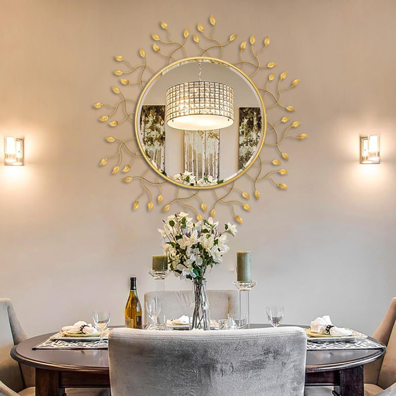 Circular Decorative Mirror, Gold