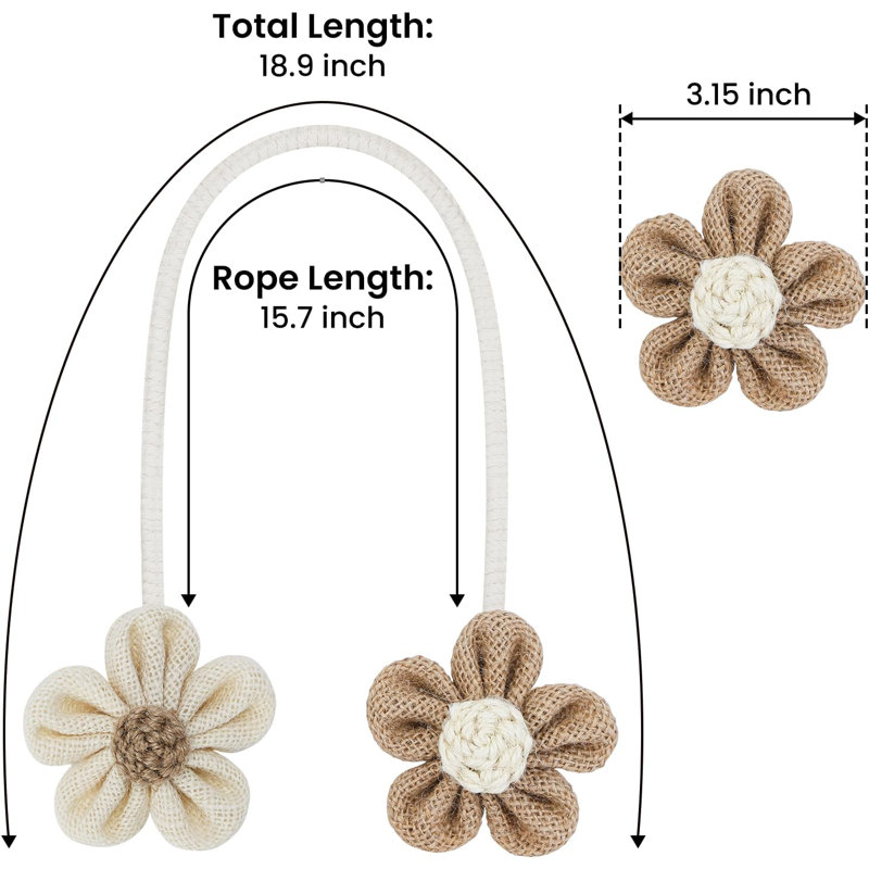 Ensemble de 2 attaches de rideaux boho, Naturel