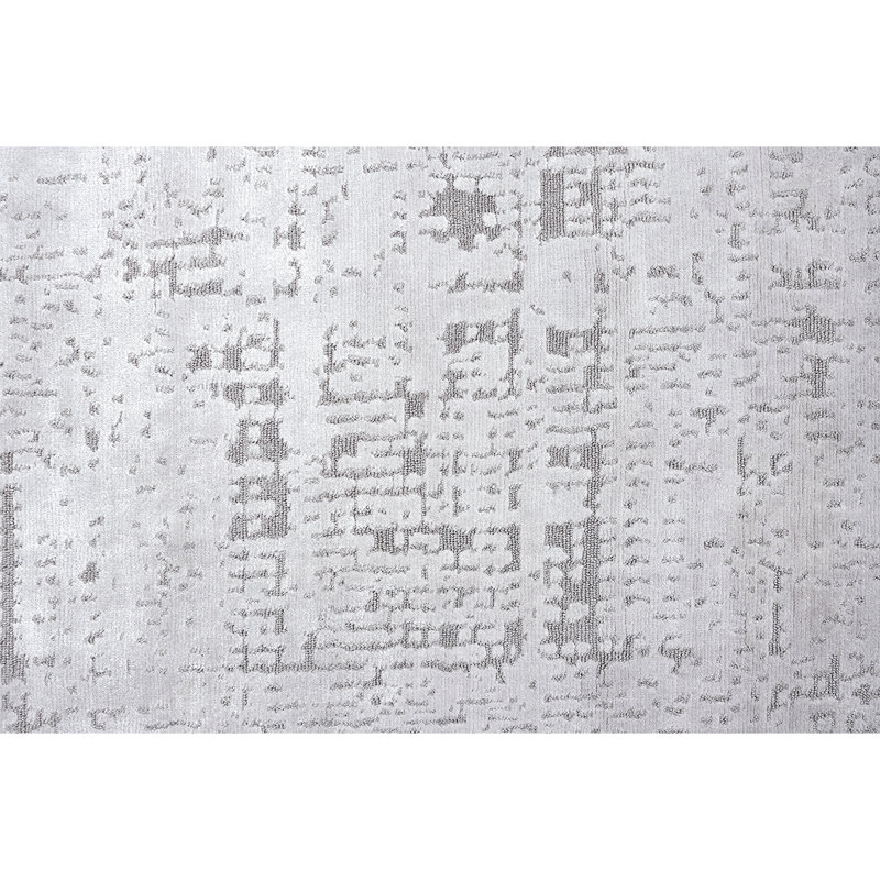Wool Abstract Area Rug in Silver, Rectangle 9' x 12'
