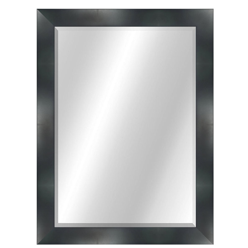 Beveled Wall Mirror, 42" x 30", Matte Black