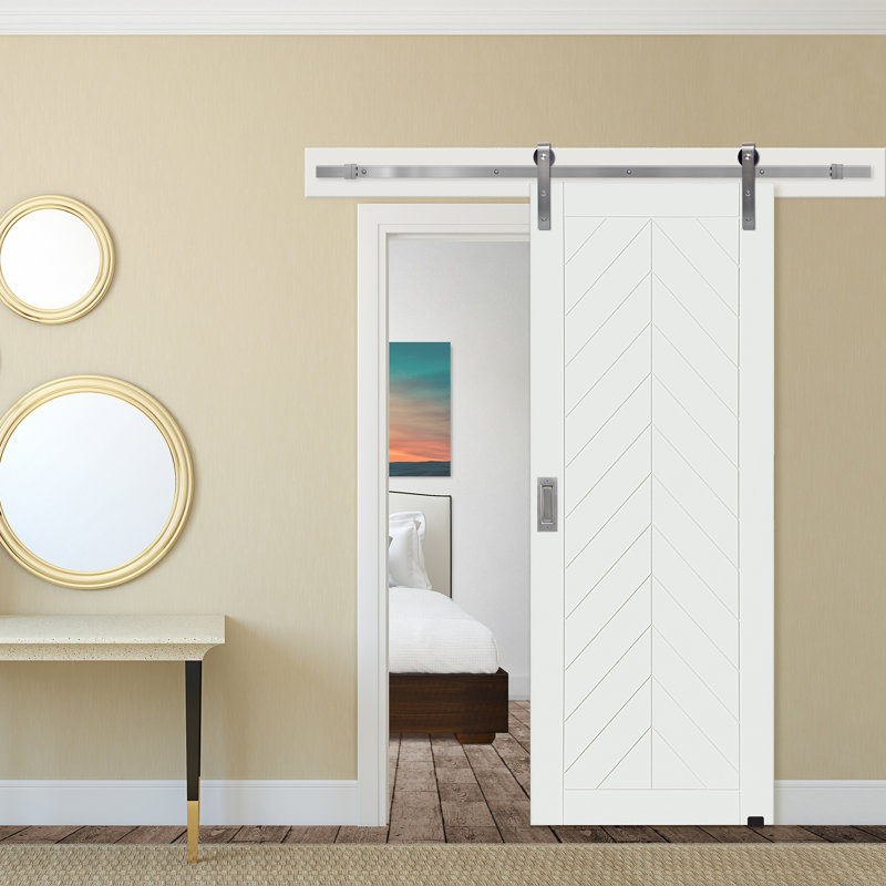 Primed Chevron Barn Door without Installation Hardware Kit, 42" x 96"