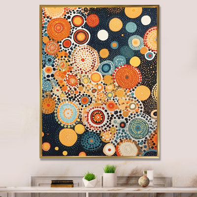Aborigène circulaire à pois, composition d'ambre sur toile