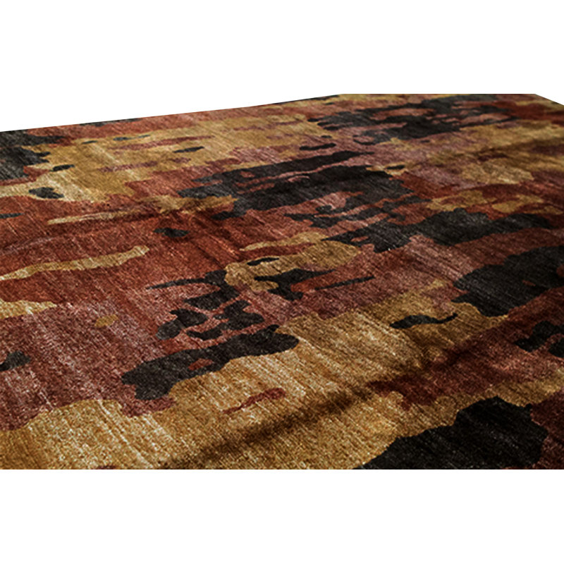 Tapis noir et rouille de haute qualité noué à la main