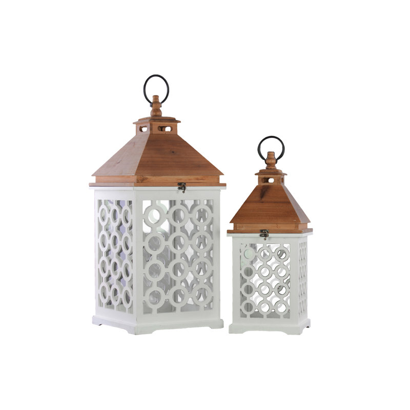 Ensemble de lanternes en bois 2 pièces