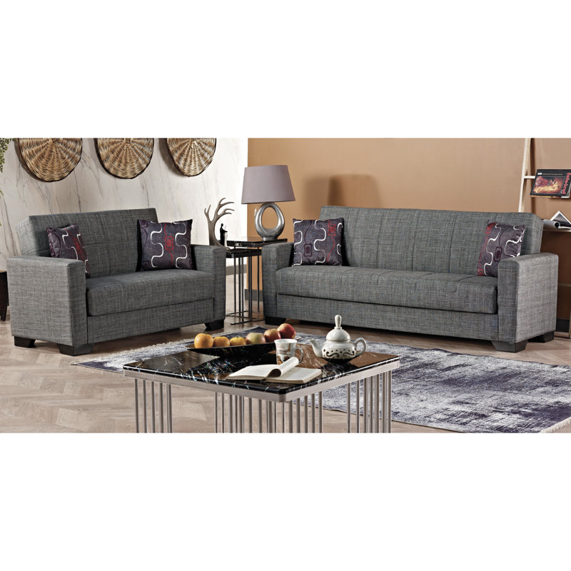 Canapé-lit à accoudoirs carrés 63 po Tansu, Polyester gris