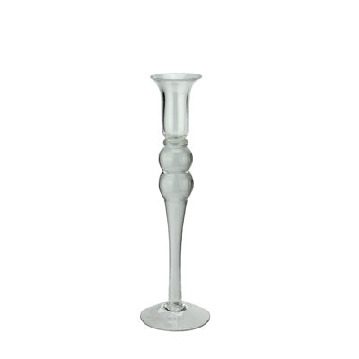 12" Clear Transparent Glass Taper Candle Holder