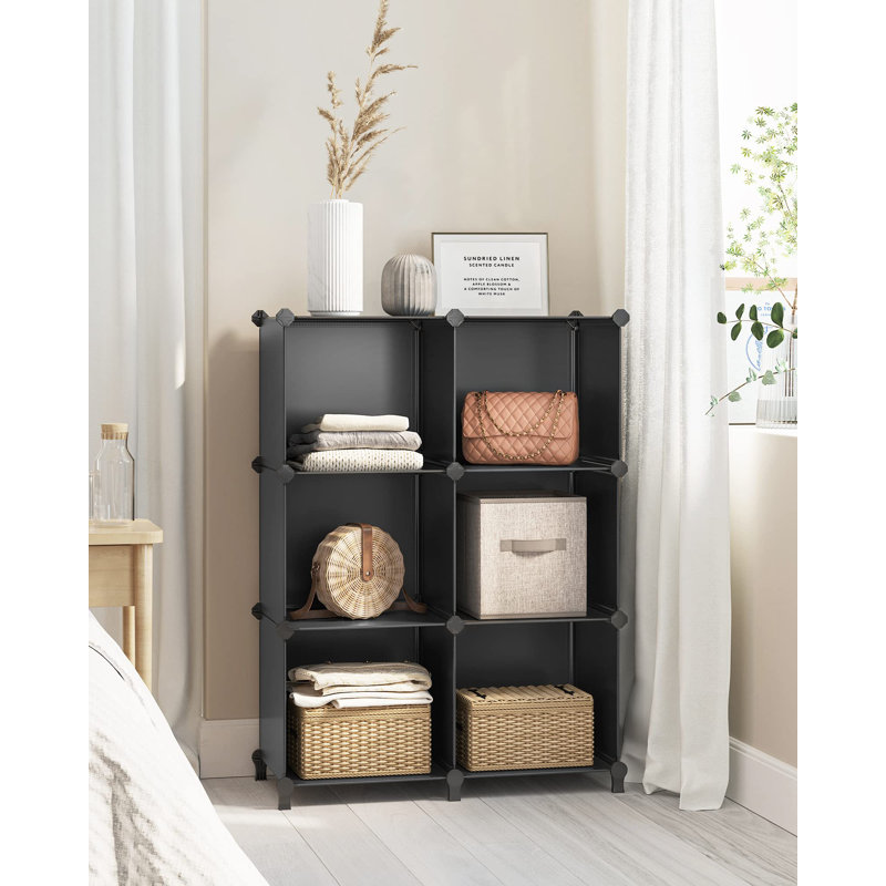 Sturdy Modular Bookcase, Customizable 6-Cube Organizer For Bedroom And Living Room, Glossy Finish