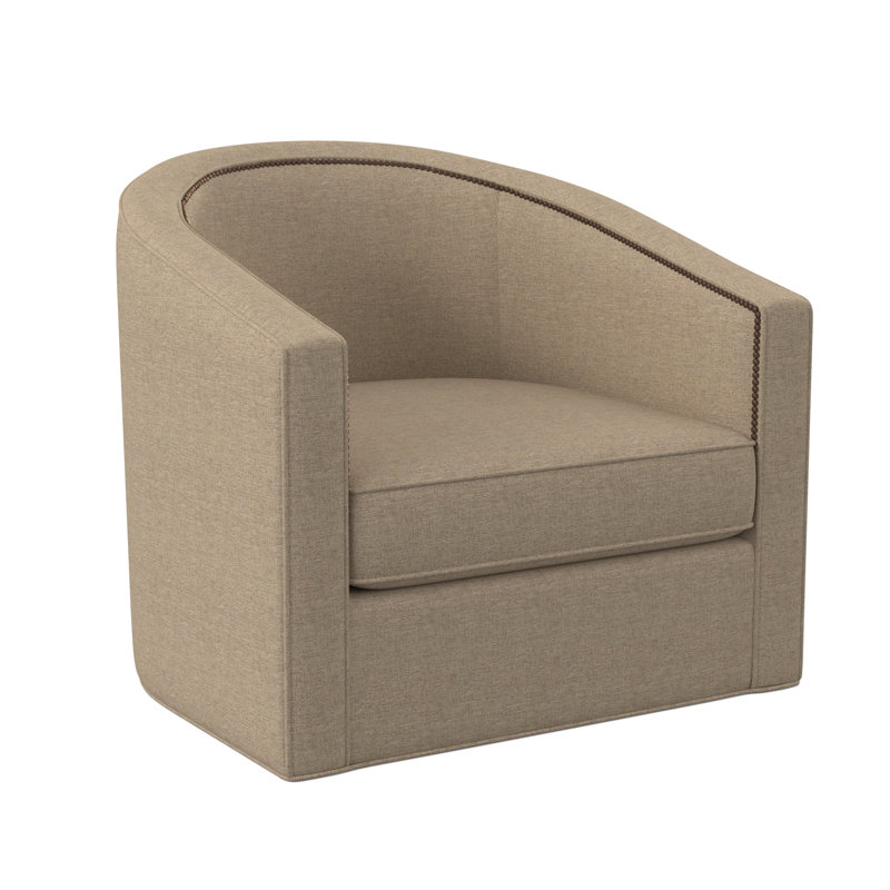 Fauteuil demi-tonneau de 34 po Ambre, Lin d'Élise, Laiton poli - petite