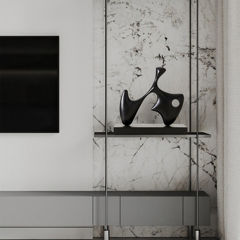 Objet décoratif en bois massif noir Boho