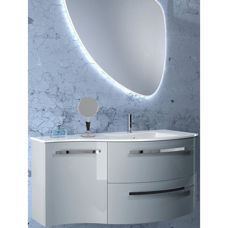 Chrome and Black Freestanding Magnifying Makeup Mirror